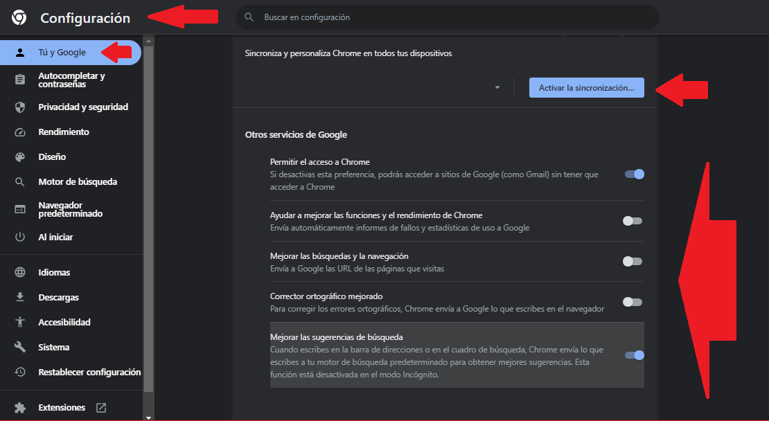 Utilizar la función de sincronización de Google Chrome