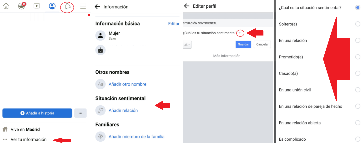 ¿Cómo activar el icono de esta en una Relación en Facebook?