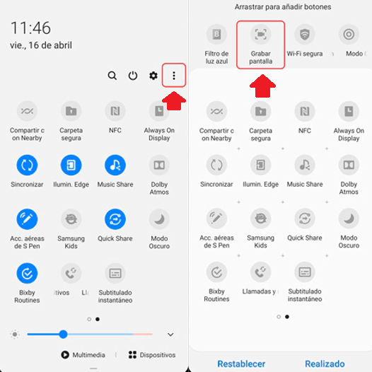 ¿Como grabar pantalla en Samsung a32?