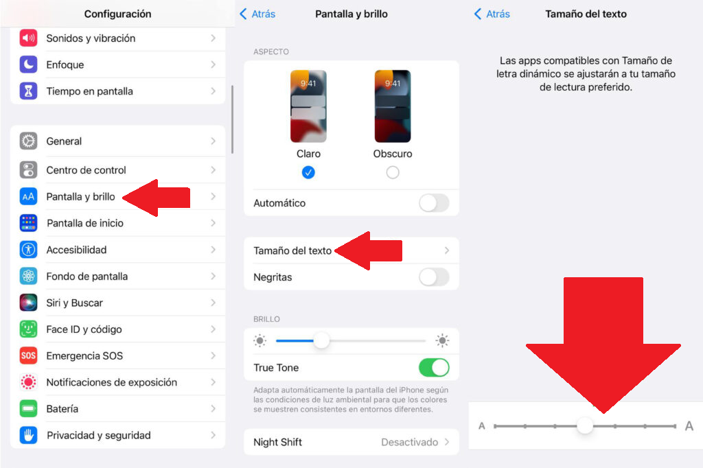 Cambiar el tamaño del texto en los mensajes en iphone