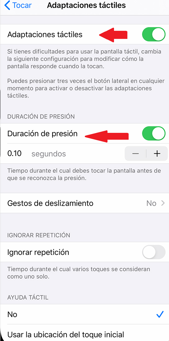 Uso de accesibilidad y funciones de adaptación en iphone